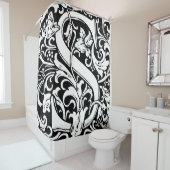 Floral alfabet monogram letter S Classic Douchegordijn (In situ)