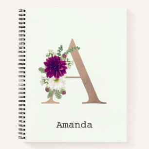 Floral alfabet monogramma, letter A Notitieboek