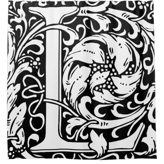 Floral alfabet monogrammed letter L Classic Douchegordijn (Voorkant)