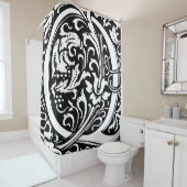 Floral alfabet monogrammed letter q klassiek douchegordijn (In situ)