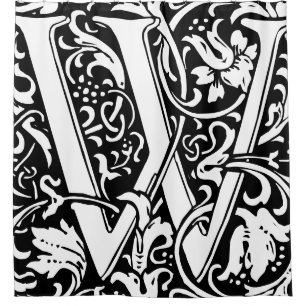 Floral alfabet monogrammed letter w klassiek douchegordijn