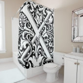 Floral alfabet monogrammed letter x klassiek douchegordijn (In situ)