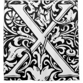 Floral alfabet monogrammed letter x klassiek douchegordijn (Voorkant)