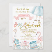 Floral Alice in Onederland 1e verjaardag Kaart (Voorkant)