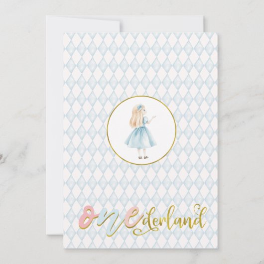 Floral Alice in Onederland 1e verjaardag Kaart (Achterkant)