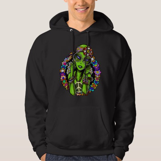 Floral Alien Hippie Hoodie (Voorkant)