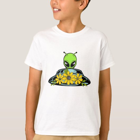 Floral Alien Spaceship T-shirt (Voorkant)