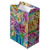 Floral all gelegenheid geschenktas medium cadeauzakje (Voorkant Gekanteld)