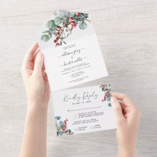 Floral All In One Wedding Invitation  All In One Uitnodiging