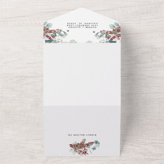 Floral All In One Wedding Invitation Uitnodiging (Buitenkant)