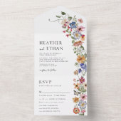 Floral all in One Wedding Invite All In One Uitnodiging (Binnen)