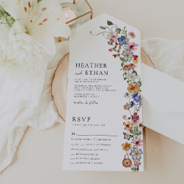 Floral all in One Wedding Invite All In One Uitnodiging