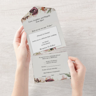 Floral all in One Wedding Invite All In One Uitnodiging