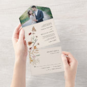 Floral all in One Wedding Invite Uitnodiging (Afscheurbaar)