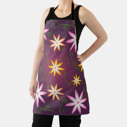 Floral all over print aprom schort (Insitu)