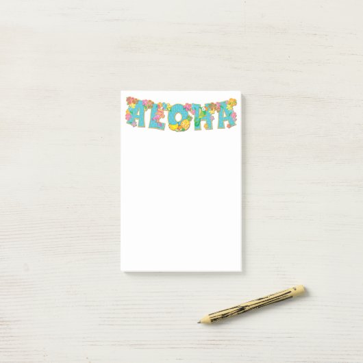 Floral Aloha Typography Post-it® Notes (Op bureau)