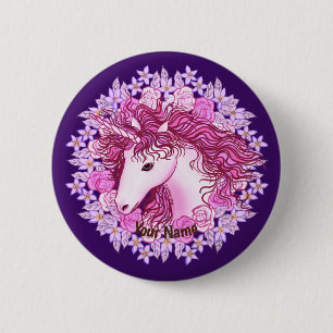 Floral Alpha Unicorn pin Ronde Button 5,7 Cm