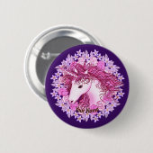 Floral Alpha Unicorn pin Ronde Button 5,7 Cm (Voorkant /achterkant)