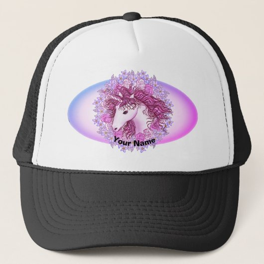 Floral Alpha Unicorn Trucker Pet (Voorkant)