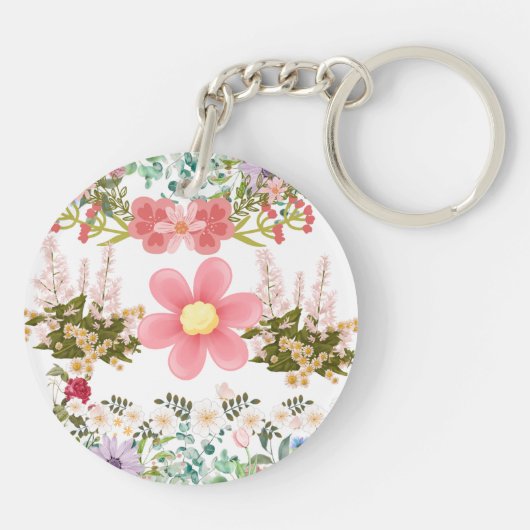 Floral Alphabet A Keychain – Cute Bear (Achterkant)