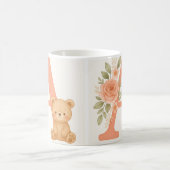 Floral Alphabet A Mug – Cute Bear Initial Mug Koffiemok (Center)