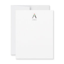 Floral Alphabet - A - Stationery Note Kaart