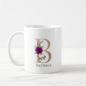 Floral Alphabet aangepaste naam letter "B" Koffiemok (Links)