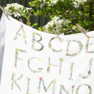 Floral Alphabet ABC Fleece Deken