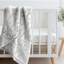 Floral Alphabet ABC Fleece Deken