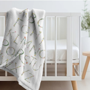 Floral Alphabet ABC Fleece Deken