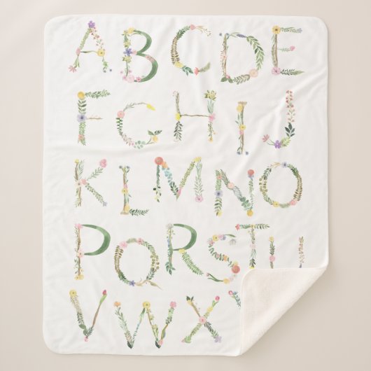 Floral Alphabet ABC Fleece Deken (Voorkant)