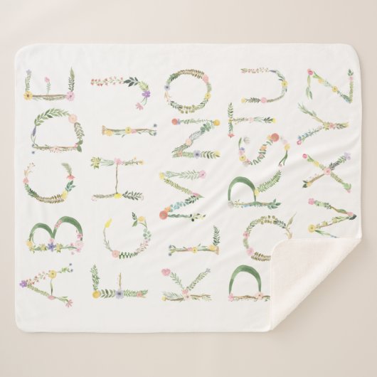 Floral Alphabet ABC Fleece Deken (Voorkant (horizontaal))