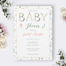 Floral Alphabet Baby shower Invitation