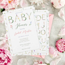 Floral Alphabet Baby shower Invitation