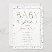 Floral Alphabet Baby shower Invitation Kaart (Voorkant)