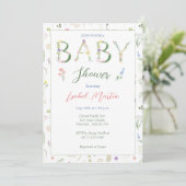Floral Alphabet Baby shower Invitation Kaart (Staand voorkant)