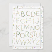 Floral Alphabet Baby shower Invitation Kaart (Achterkant)