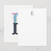 Floral Alphabet - E - Stationery Note Kaart Notitiekaartje (Voorkant / Achterkant)