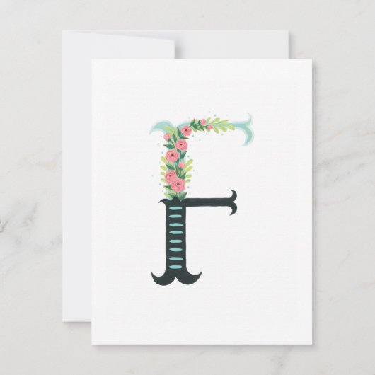 Floral Alphabet - F - Stationery Note Kaart Notitiekaartje (Achterkant)