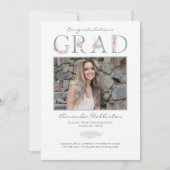 Floral Alphabet Foto Afstudeerder Aankondiging (Voorkant)