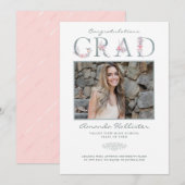 Floral Alphabet Foto Afstudeerder Aankondiging (Voorkant / Achterkant)