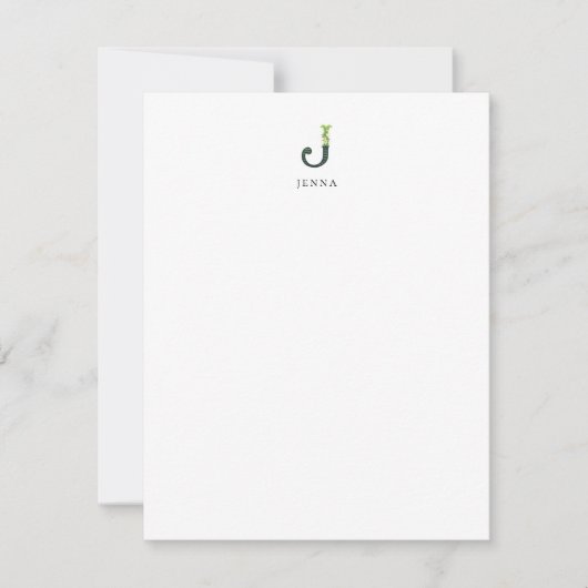 Floral Alphabet - J - Stationery Note Kaart Notitiekaartje (Voorkant)