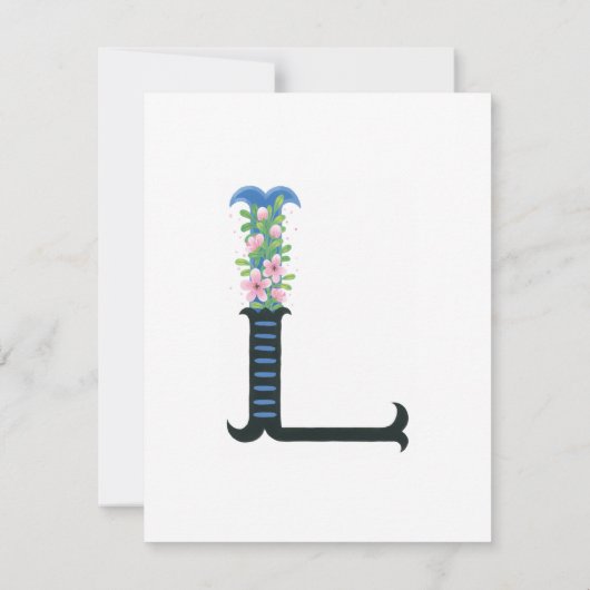 Floral Alphabet - L - Stationery Note Kaart Notitiekaartje (Achterkant)