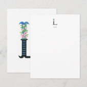 Floral Alphabet - L - Stationery Note Kaart Notitiekaartje (Voorkant / Achterkant)