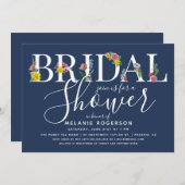 Floral Alphabet Letter Bridal Shower Kaart (Voorkant / Achterkant)