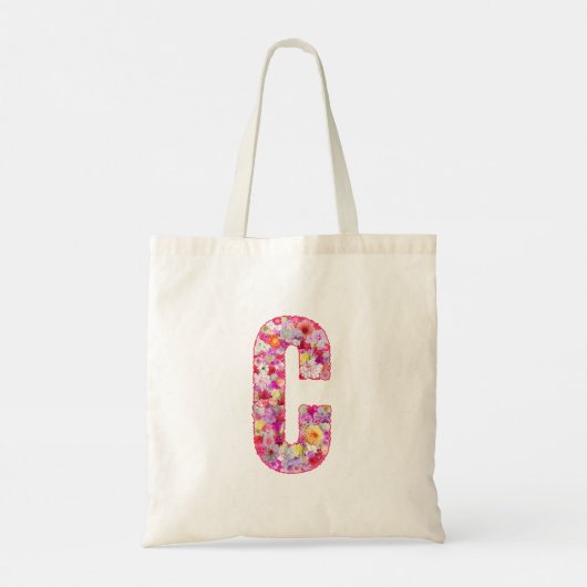 Floral Alphabet Letter C Tote Bag (Achterkant)