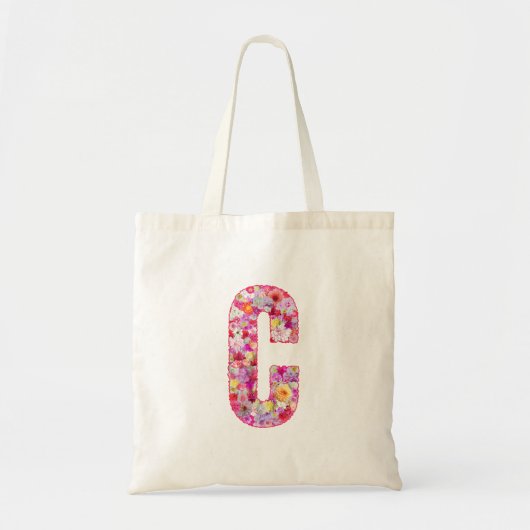 Floral Alphabet Letter C Tote Bag (Voorkant)