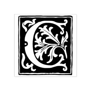 Floral Alphabet Letter C Typografie Rubberstempel