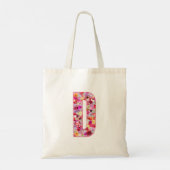 Floral Alphabet Letter D Tote Bag (Achterkant)