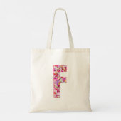Floral Alphabet Letter F Tote Bag (Achterkant)